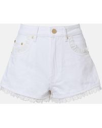 Ganni - Lace-Trimmed Denim Shorts - Lyst