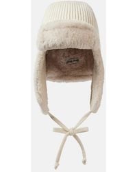 Miu Miu - Shearling-Trimmed Wool And Cashmere Hat - Lyst
