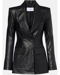 Alex Perry - Croc-Effect Leather Blazer - Lyst