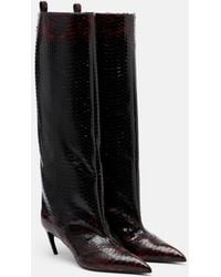 The Attico - Lea Snake-Effect Leather Knee-High Boots - Lyst