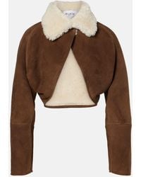 Alaïa - Shearling-Trimmed Suede Button-Front Jacket - Lyst