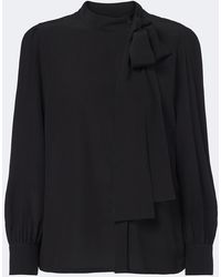 Gucci - Tie-Neck Silk Crepe De Chine Blouse - Lyst