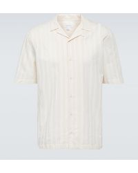 Sunspel - Embroidered Striped Cotton Bowling Shirt - Lyst