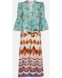 Adriana Degreas - Vintage Printed Silk Maxi Dress - Lyst