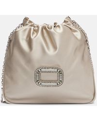 Roger Vivier - Pilgrim Mini Embellished Satin Bucket Bag - Lyst