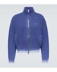 Miu Miu - Virgin Wool Zip-up Sweater - Lyst