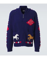 Bode - Diamond Corral Wool Zip-Up Cardigan - Lyst