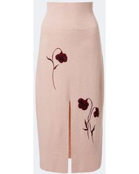 Erdem - Floral-Applique Knitted Midi Skirt - Lyst