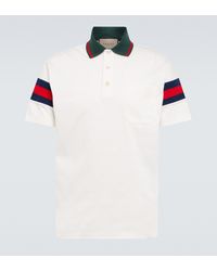 Gucci Poloshirt aus Baumwolljersey mit Web - Weiß