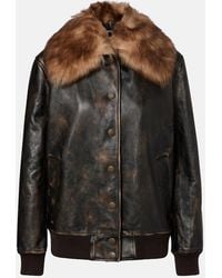 Dolce & Gabbana - Shearling-Trimmed Leather Bomber Jacket - Lyst