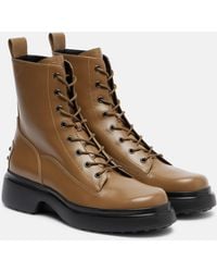 Tod's - Leather Combat Boots - Lyst