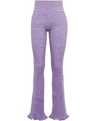Paco Rabanne High-rise Ribbed-knit Trousers - Purple