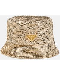 Prada - Crystal-embellished Satin Bucket Hat - Lyst