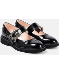 Roger Vivier - Viv' Rangers Patent Leather Mary Jane Flats - Lyst