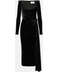 Alex Perry - Draped Velvet Midi Dress - Lyst