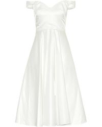 Marchesa notte Exklusiv bei Mytheresa – Off-Shoulder-Midikleid aus Satin - Weiß