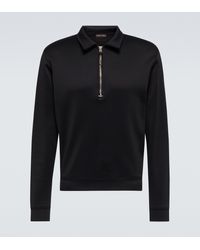 Tom Ford Cotton Black Half-zip Sweater for Men Mens Clothing Sweaters and knitwear Zipped sweaters 