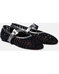 Paris Texas - Sveva Buckle-Detail Raffia Ballet Flats - Lyst