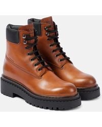 Prada - Re-Nylon And Leather Lace-Up Boots - Lyst