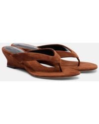 Le Monde Beryl - Micro Wedge Suede Thong Sandals - Lyst