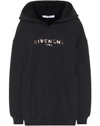 Givenchy Sweat-shirt imprimé en coton à capuche - Noir