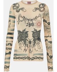 Jean Paul Gaultier - X Knwls Printed Mesh Top - Lyst
