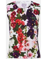 Oscar de la Renta - Floral Cotton-Blend Tank Top - Lyst