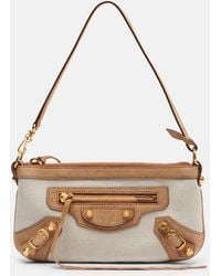 Balenciaga - Le City Mini Canvas And Suede Shoulder Bag - Lyst