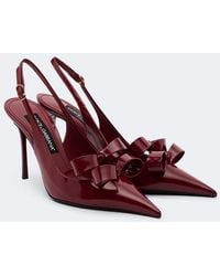 Dolce & Gabbana - Bow-Detail Patent Leather Slingback Pumps - Lyst