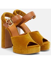 Chloé - Aria 95 Velvet Platform Sandals - Lyst