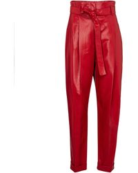 Philosophy Di Lorenzo Serafini Faux Leather Paperbag Trousers - Red