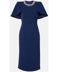 Jenny Packham - Thalia Crystal-Embellished Crepe Midi Dress - Lyst