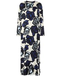 Marni Abito in raso jacquard con stampa - Blu