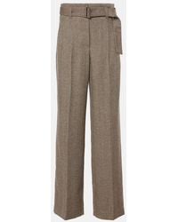 Brunello Cucinelli - Herringbone Wool-Blend Wide-Leg Pants - Lyst