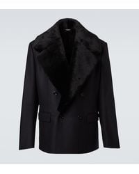 Dolce & Gabbana - Shearling-Trimmed Virgin Wool Blazer - Lyst