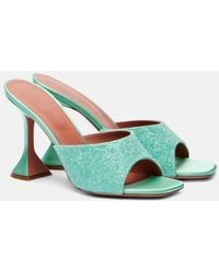 AMINA MUADDI - Lupita 95 Crystal-Embellished Satin Mules - Lyst