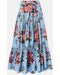 Dolce & Gabbana - Floral Cotton Poplin Maxi Skirt - Lyst