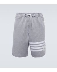 Thom Browne - 4-bar Striped Seersucker Cotton Shorts - Lyst
