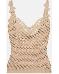 Elie Saab - Crochet Floral-Applique Cotton-Blend Top - Lyst