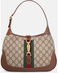 Gucci - Jackie 1961 Small Webbing-trimmed Coated-canvas And Leather Shoulder Bag - Lyst