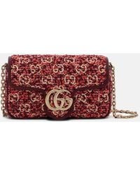 Gucci - Gg Marmont Mini Tweed Shoulder Bag - Lyst