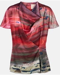 ROKSANDA - Printed Draped Silk Satin Top - Lyst