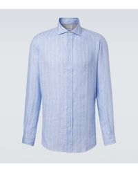 Brunello Cucinelli - Striped Linen Shirt - Lyst