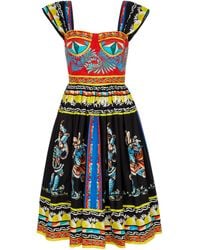 Dolce & Gabbana Printed Cotton Bustier Midi Dress - Multicolour