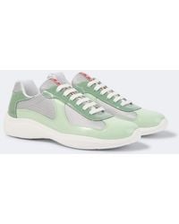 Prada - America's Cup Leather-Trimmed Sneakers - Lyst