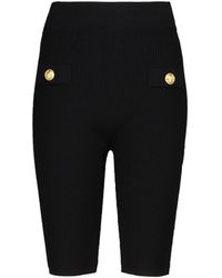 Balmain Ribbed-knit Biker Shorts - Black