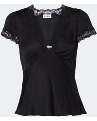 RIXO London - Karia Lace-Trimmed Satin Top - Lyst