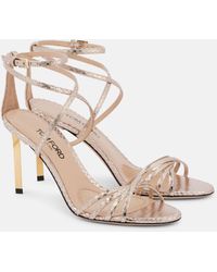 Tom Ford - Ida 85 Snake-effect Leather Sandals - Lyst