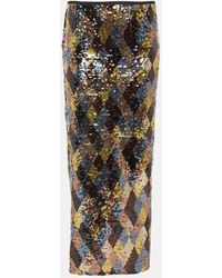 RIXO London - Kelly Sequined Crepe Midi Skirt - Lyst
