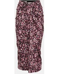 Isabel Marant - Printed Ruched Jersey Midi Skirt - Lyst